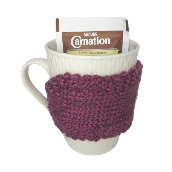 Hand Knit Mug Cozy and Mug Set - Picture 3 of 4